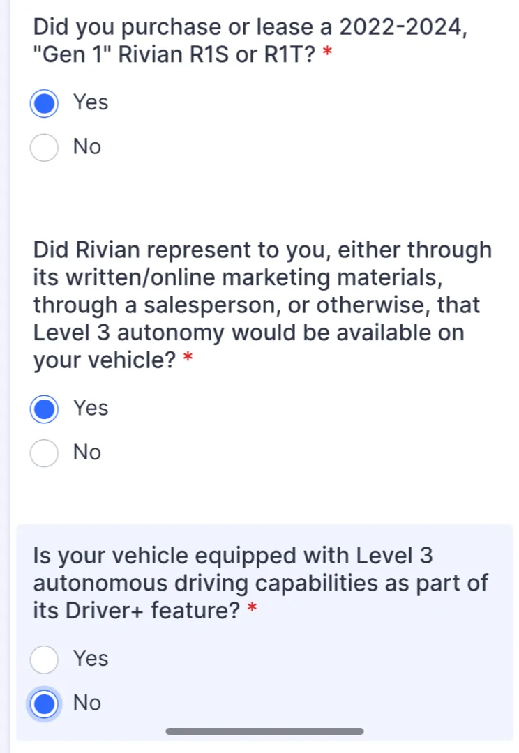 Rivian R1T R1S Rivian owners file lawsuit alleging false promises on self-driving features 1000009418