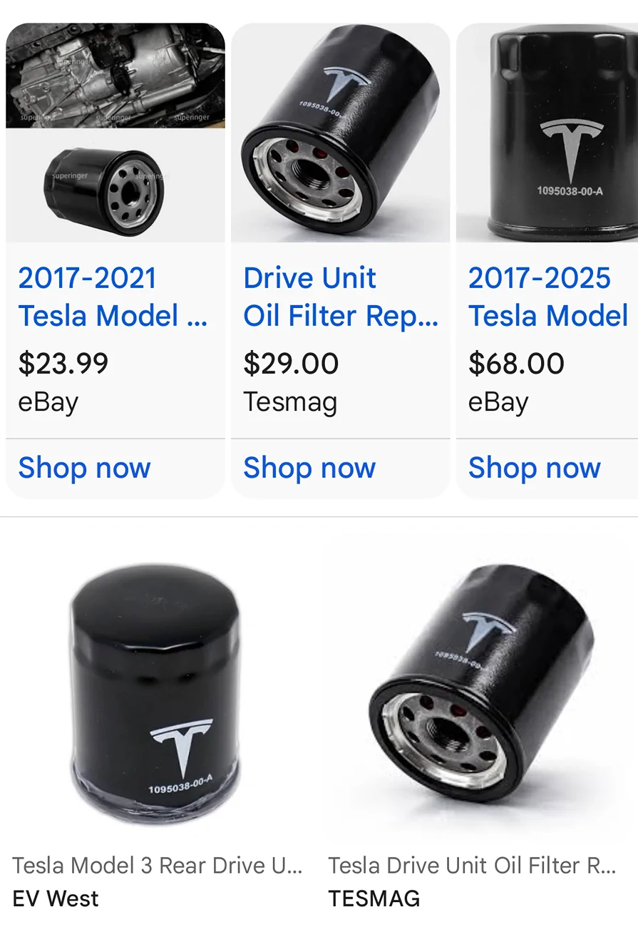 Rivian R1T R1S Tesla oil filters, lol Screenshot_20260622-130128