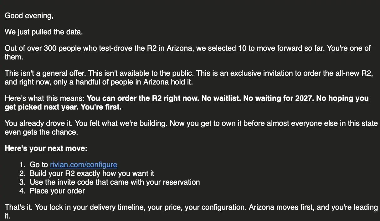 Rivian R1T R1S Arizona - Gen 2 Quad Registration Pain and R2 Invite Screenshot 2026-06-23 at 10.21.41 AM