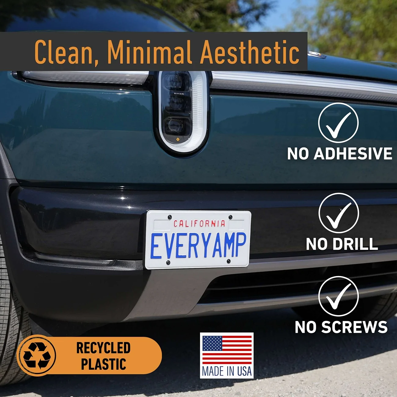 Rivian R1T R1S R2 Tow Hook Front License Plate Mount by EveryAmp Tow Hook Mount for 2026 Rivian R2 Aesthetic