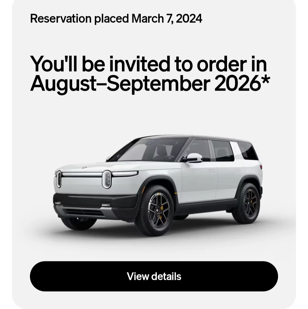 Rivian R1T R1S Update on timing now in account Screenshot_20260630-105205