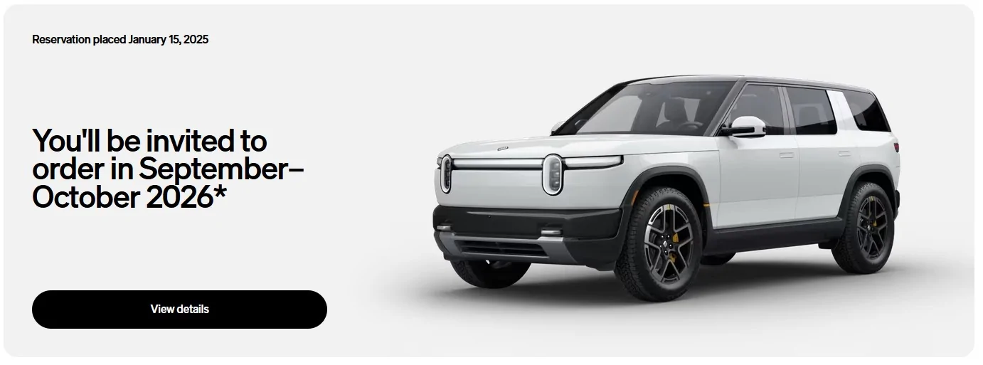 Rivian R1T R1S Update on timing now in account Screenshot 2026-06-30 114922