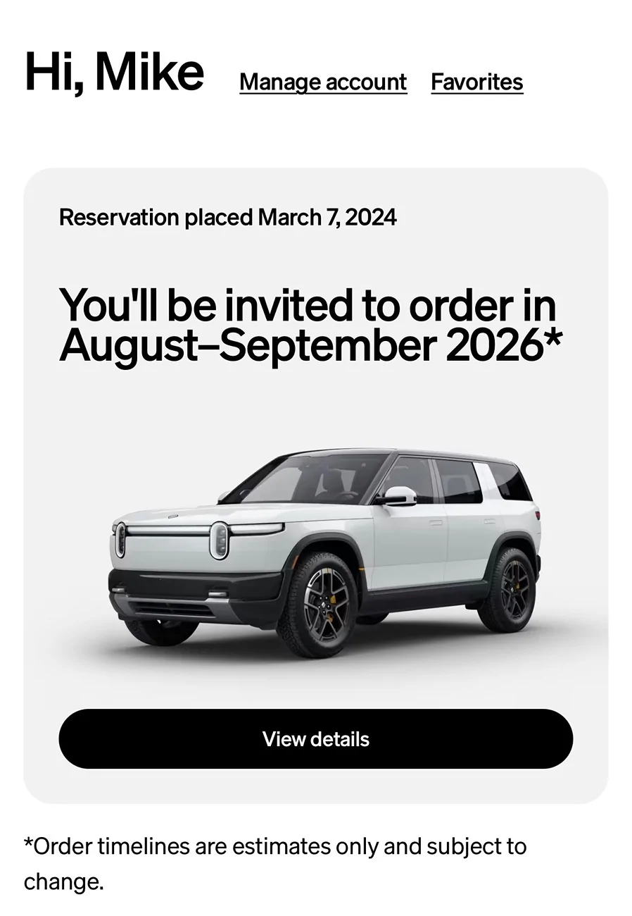 Rivian R1T R1S Update on timing now in account IMG_7212
