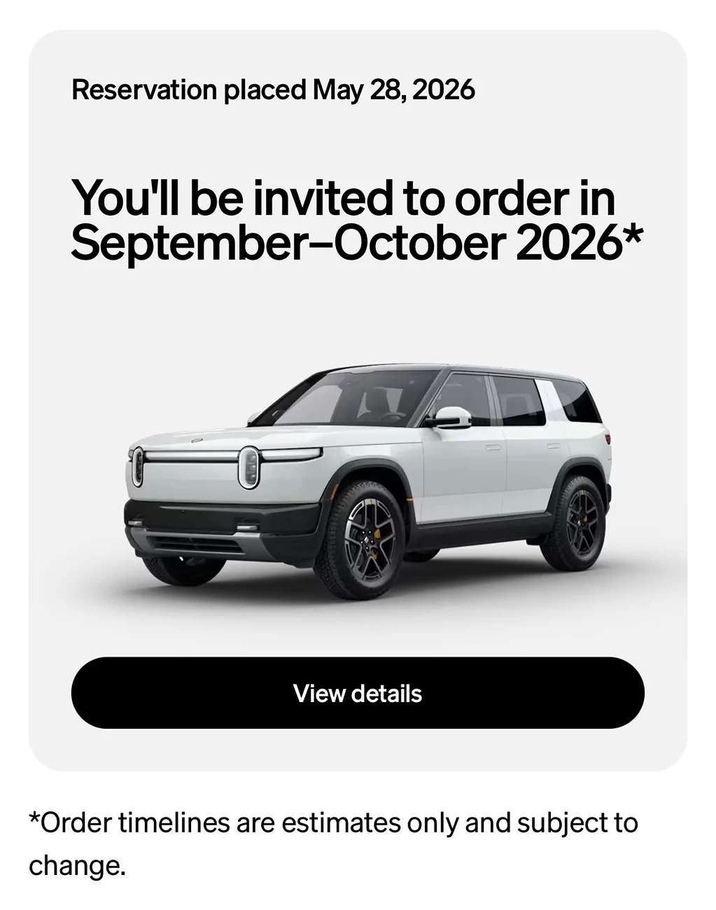 Rivian R1T R1S Update on timing now in account 158238-ad3578d7d197010fe14ccc891c001642