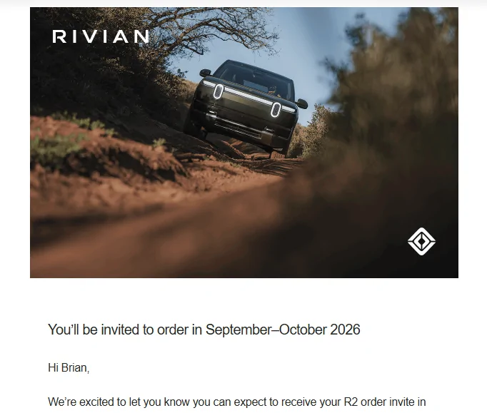 Rivian R1T R1S Update on timing now in account 1782841178062-ka