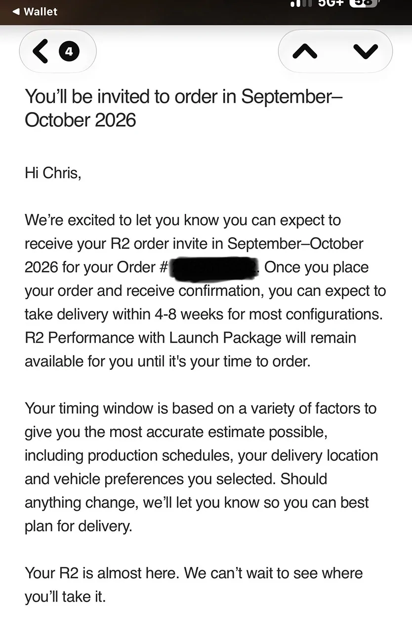 Rivian R1T R1S Update on timing now in account IMG_2064