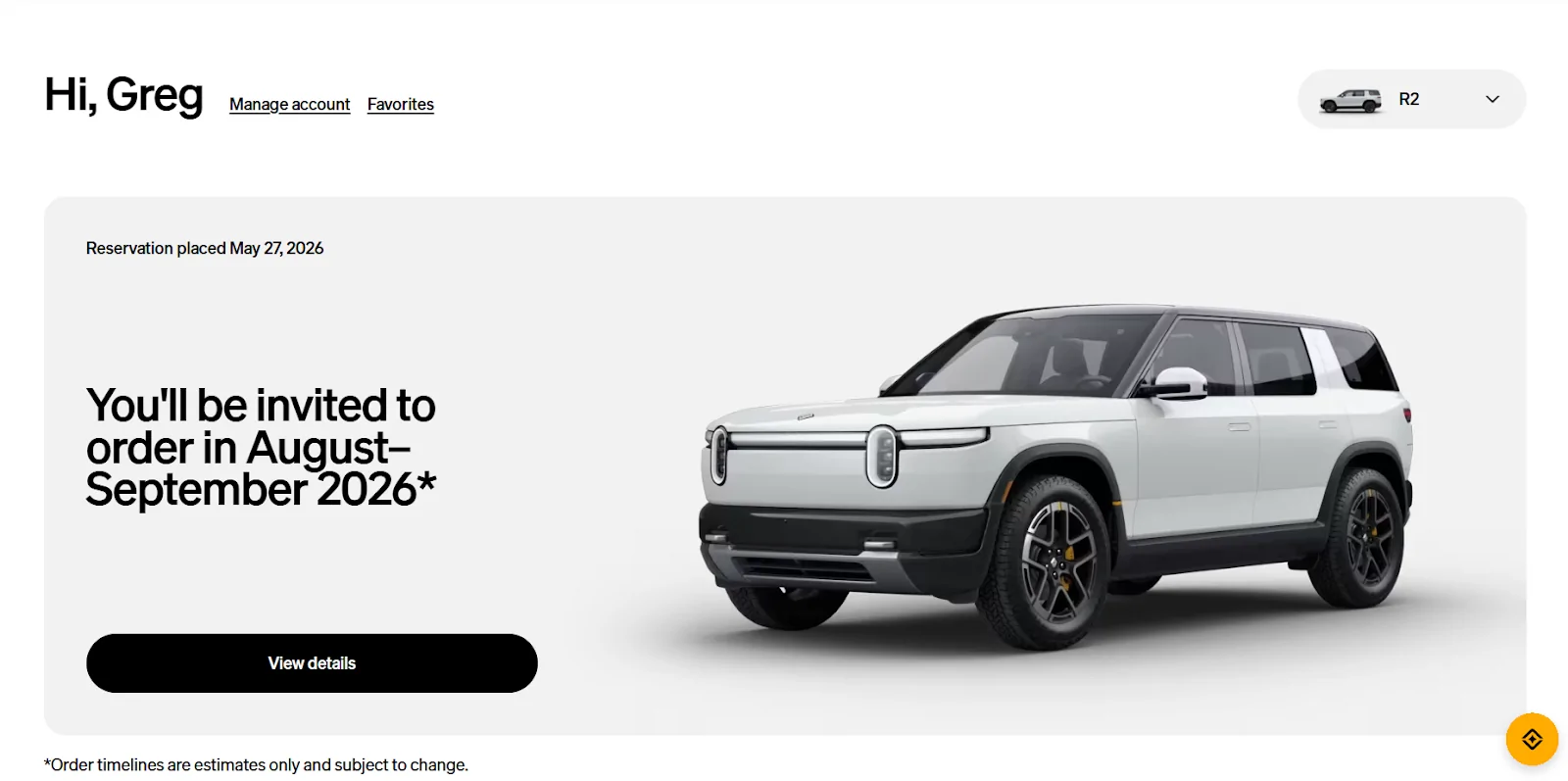 Rivian R1T R1S Update on timing now in account IMG_3379
