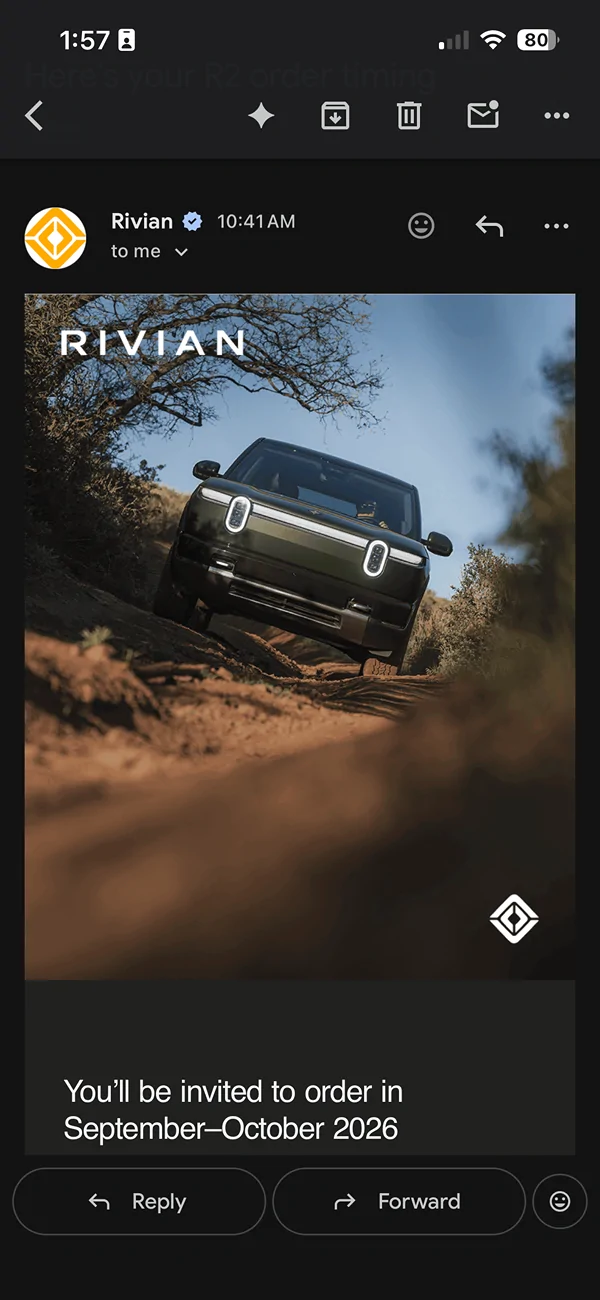 Rivian R1T R1S Anyone receive the email telling them when to expect their order invite? IMG_9048