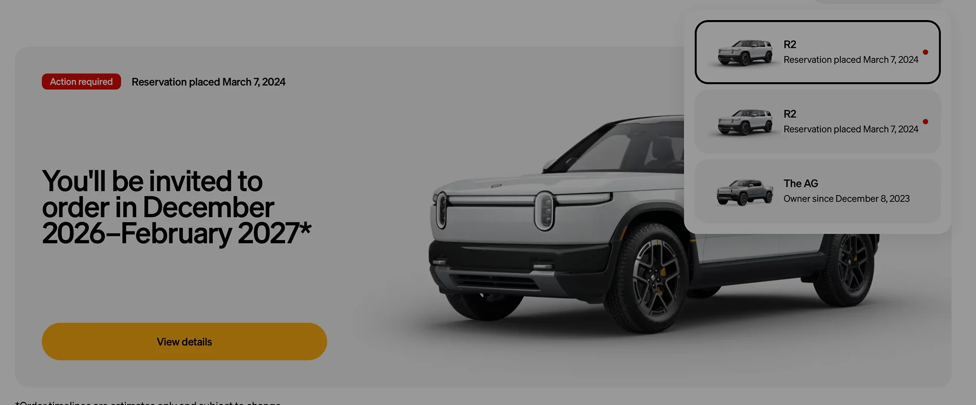 Rivian R1T R1S Update on timing now in account 1782857661415-u1