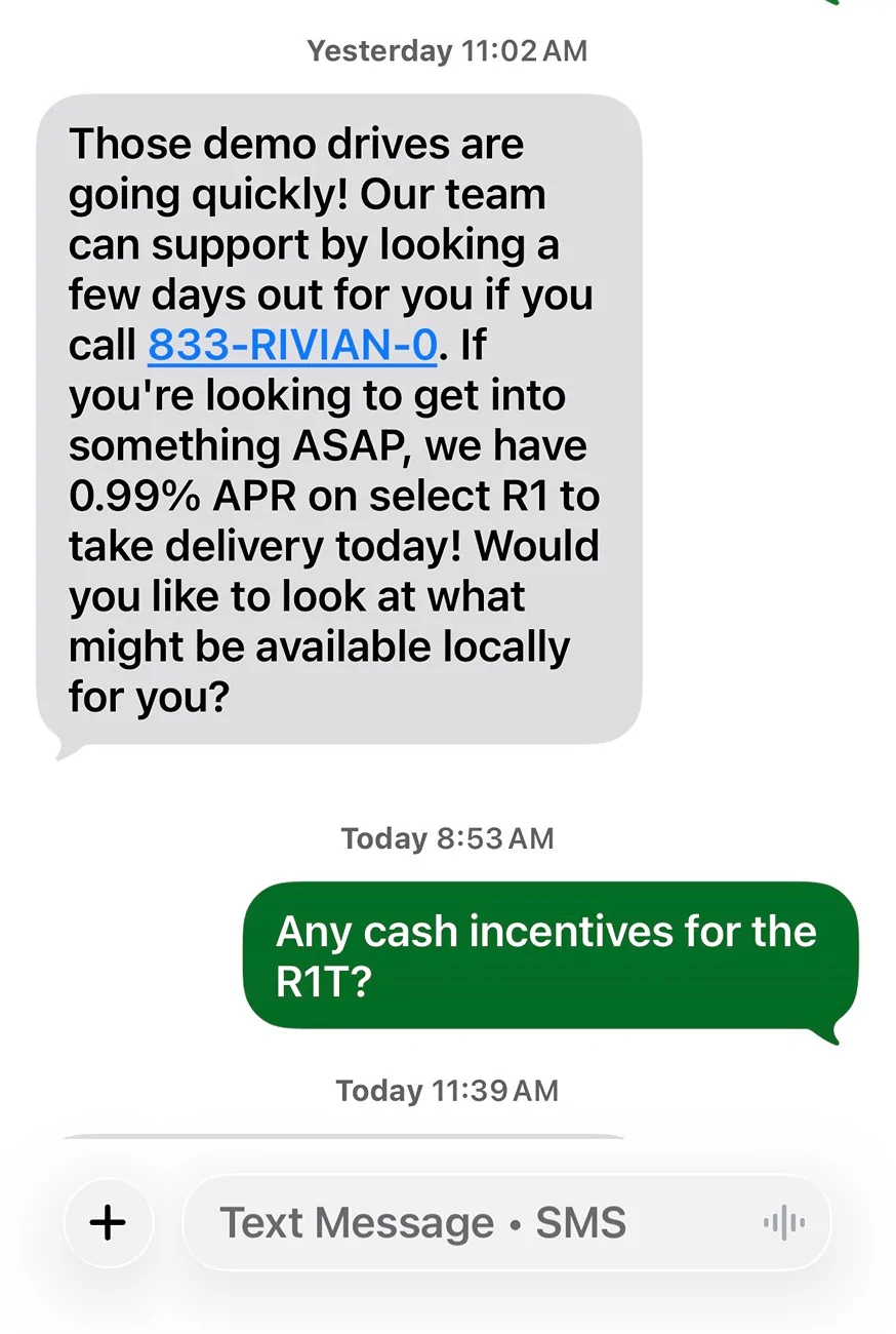 Rivian R1T R1S Rivian Monthly Offers/Incentives IMG_1174
