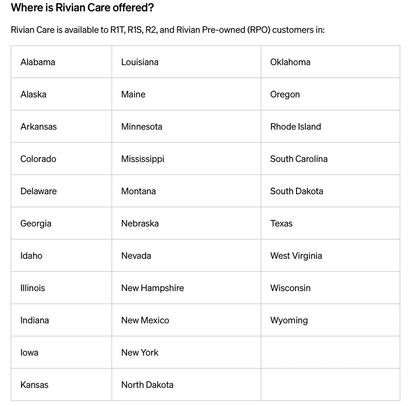Rivian R1T R1S Rivian Care coverage expands to 31 states HMJs96MXAAEe5cG