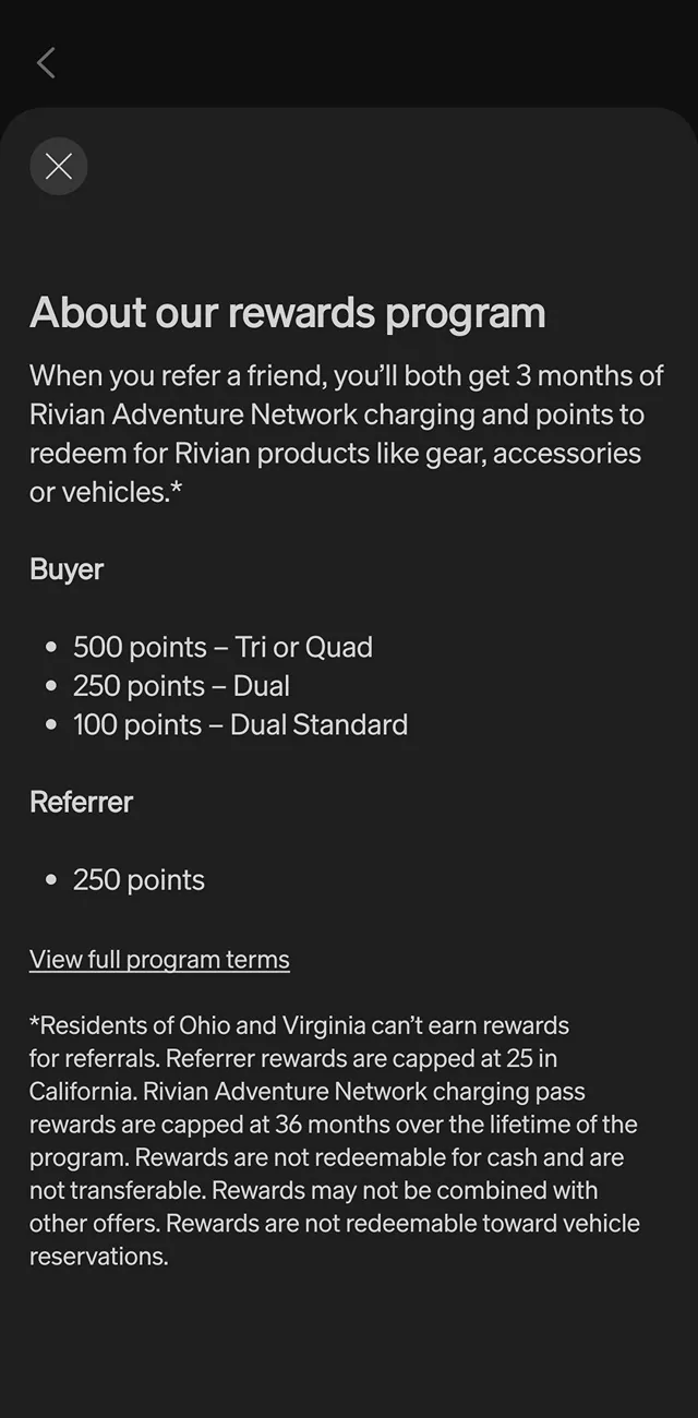 Rivian R1T R1S Rivian Referral Code Program ("Rivian Rewards") Announced Screenshot_20260703_114747_Rivian