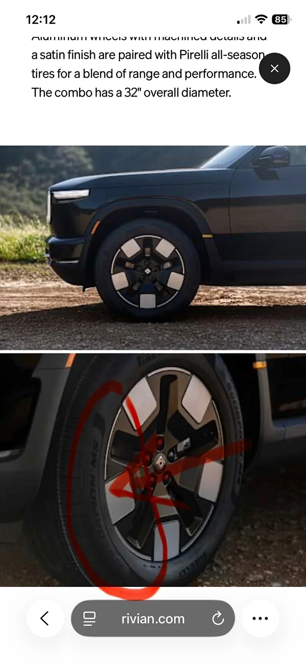 Rivian R1T R1S 20in wheel worse range even with all season tires? IMG_1064