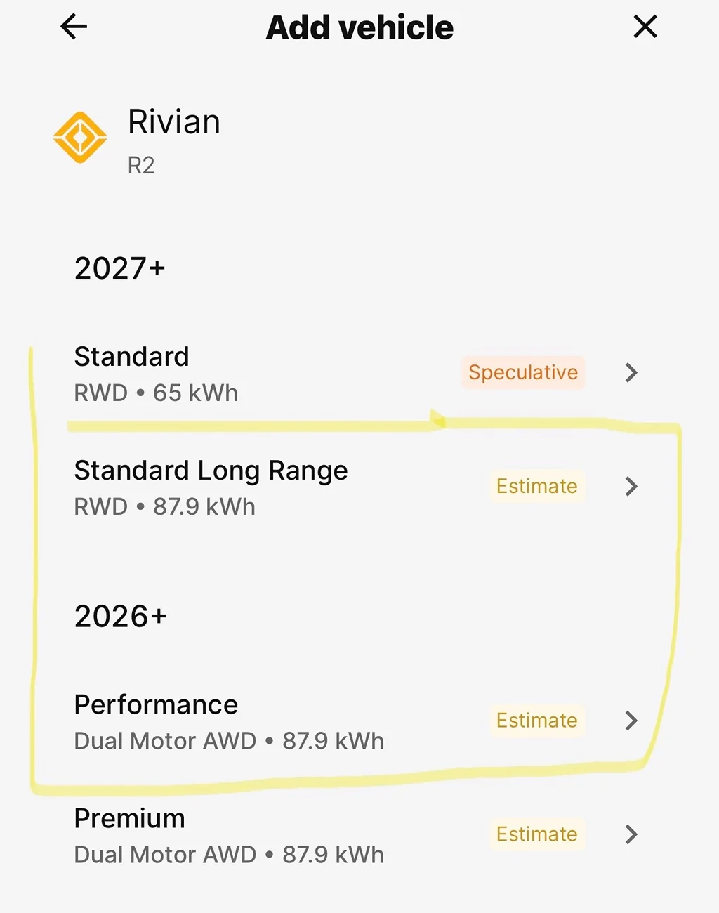 Rivian R1T R1S R2 Range based on ABRP IMG_7425
