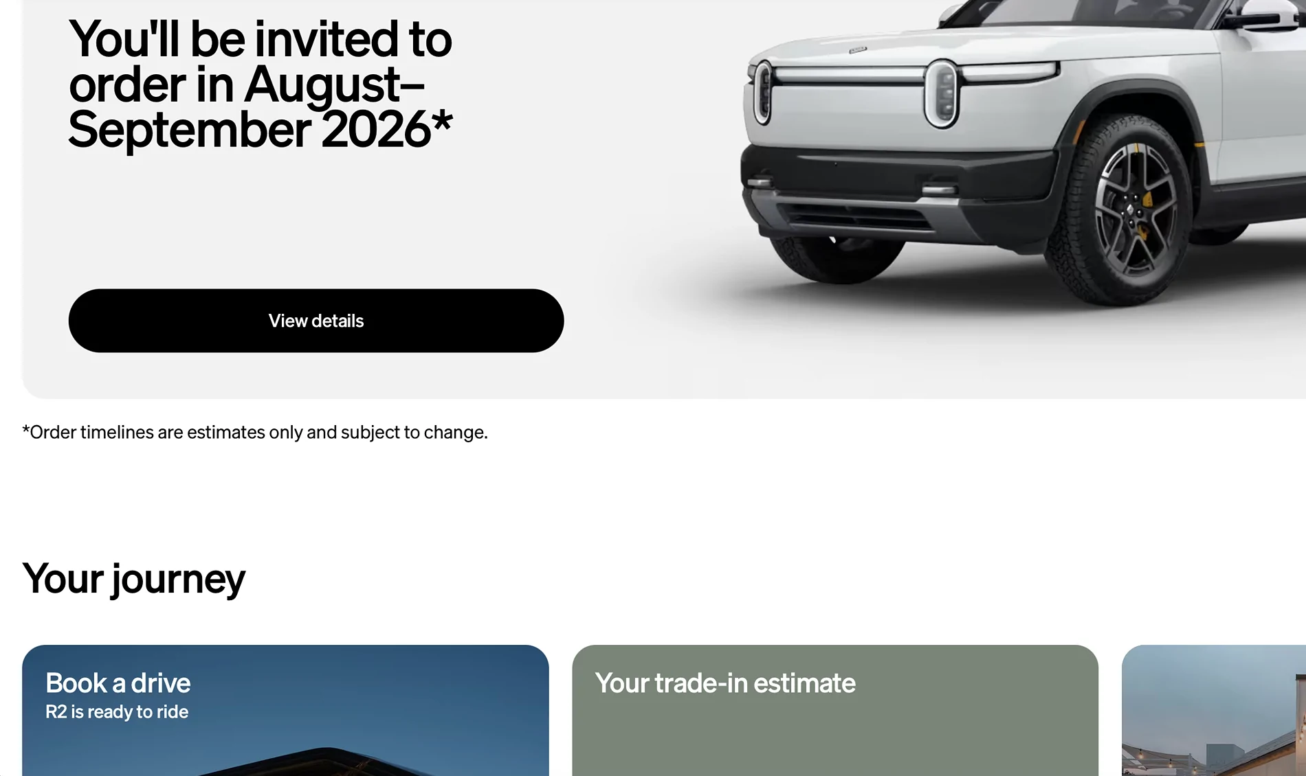 Rivian R1T R1S Update on timing now in account Screenshot 2026-07-08 at 9.04.52 PM