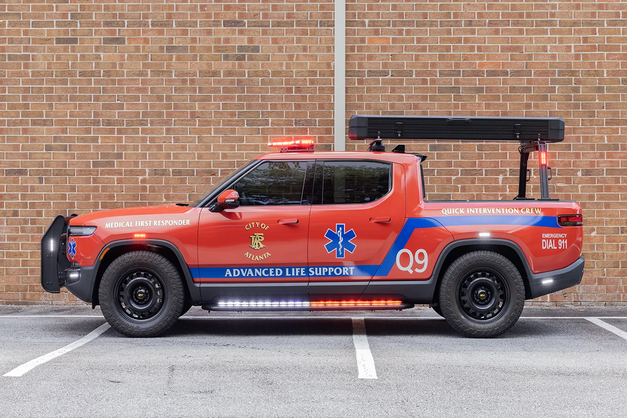 Rivian R1T R1S Rivian R1T upfit for Atlanta Fire & Rescue -- Quick Response Emergency Life Support -- By EV Sportline / Patrol EV Rivian R1T Fire Tuck (1)