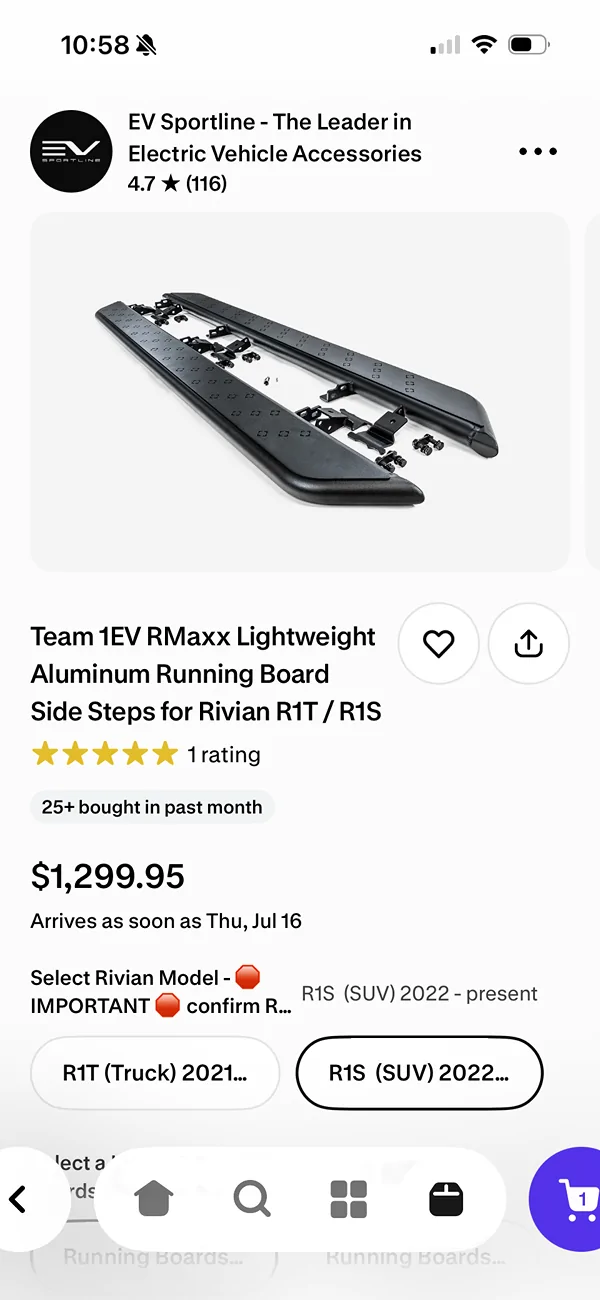 Rivian R1T R1S $300 Running Boards. 1EV aluminum IMG_5033