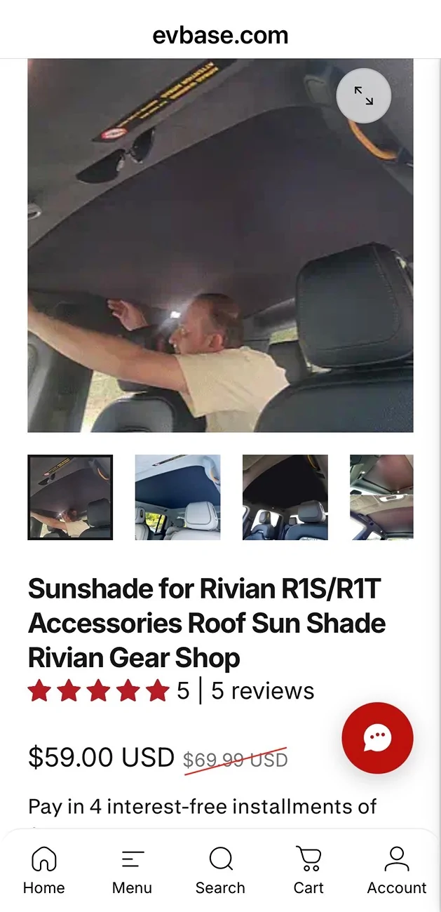 Rivian R1T R1S TOP WINDOW SOLAR SHADE IMG_2547