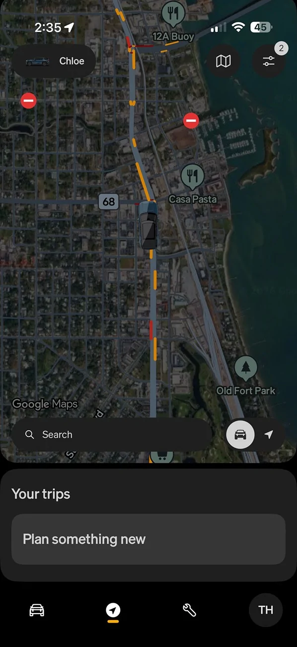 Rivian R1T R1S New Mobile App version (3.14) gives more detailed Map view, search and trip planning HNIN5bFWMAALi32