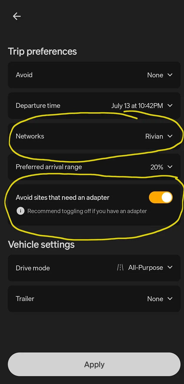 Rivian R1T R1S New Mobile App version (3.14) gives more detailed Map view, search and trip planning Screenshot_20260713_224317_Rivian