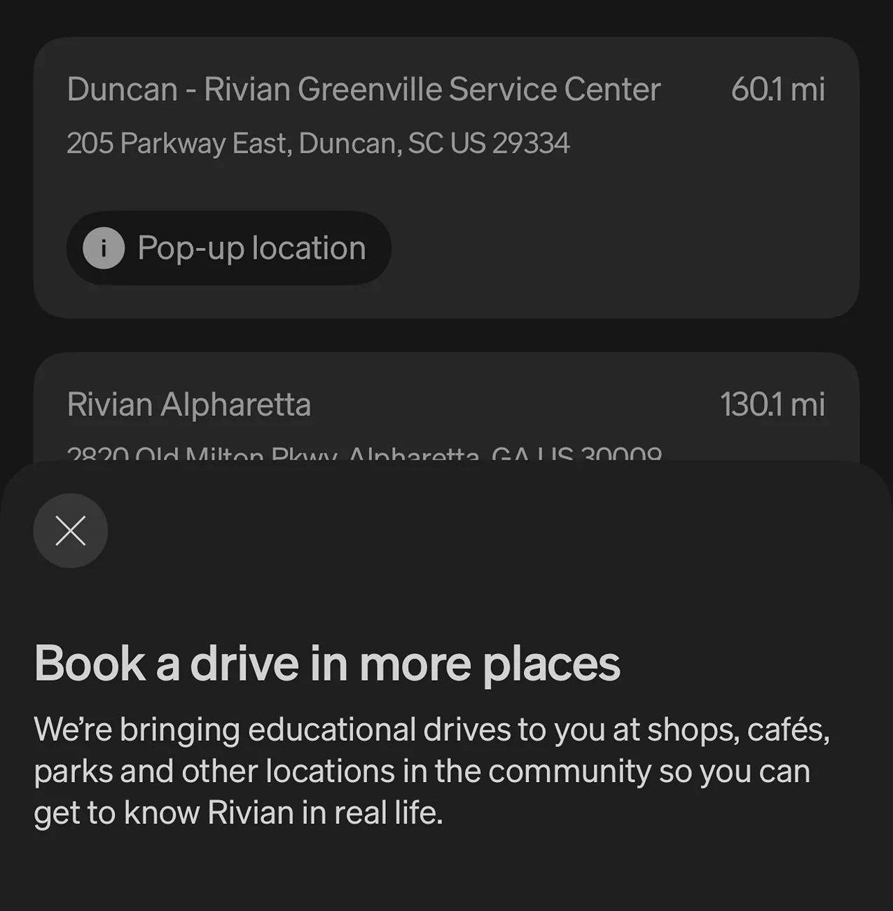 Rivian R1T R1S Pop up delolocations being added - Duncan SC IMG_7728
