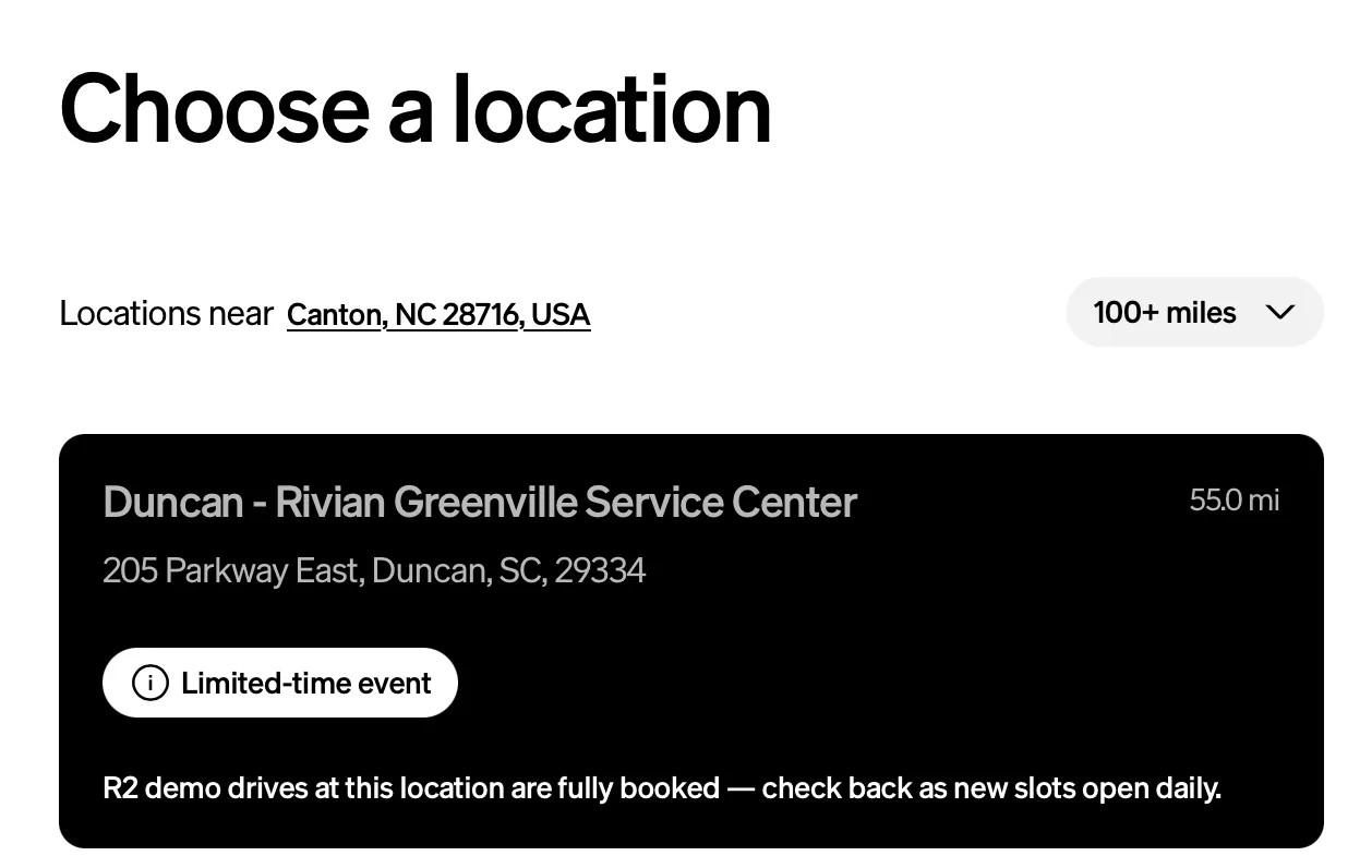 Rivian R1T R1S Pop up delolocations being added - Duncan SC 1784137218239-is