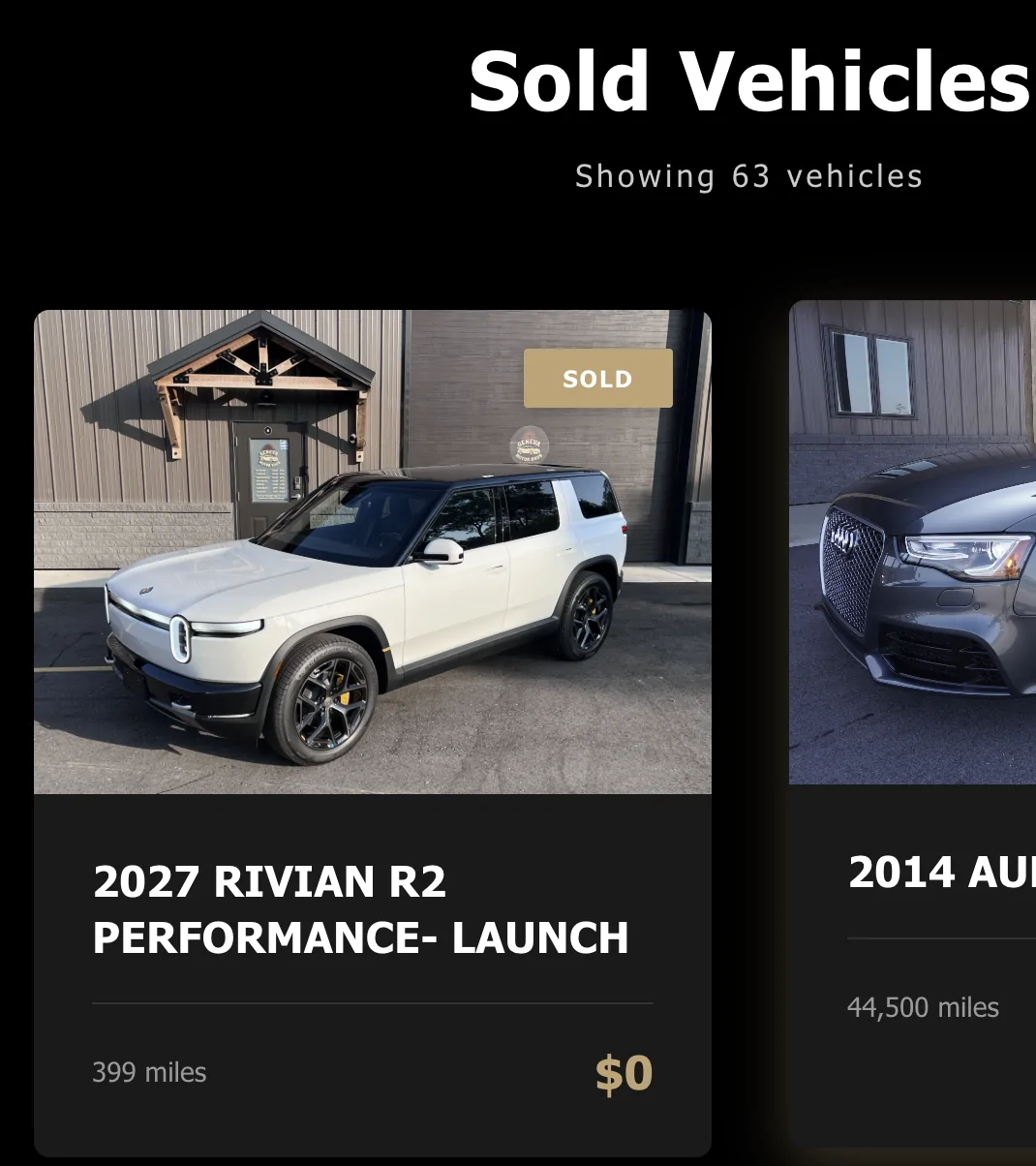 Rivian R1T R1S First dealership reselling an R2 is listed Screenshot 2026-07-15 at 14.16.58