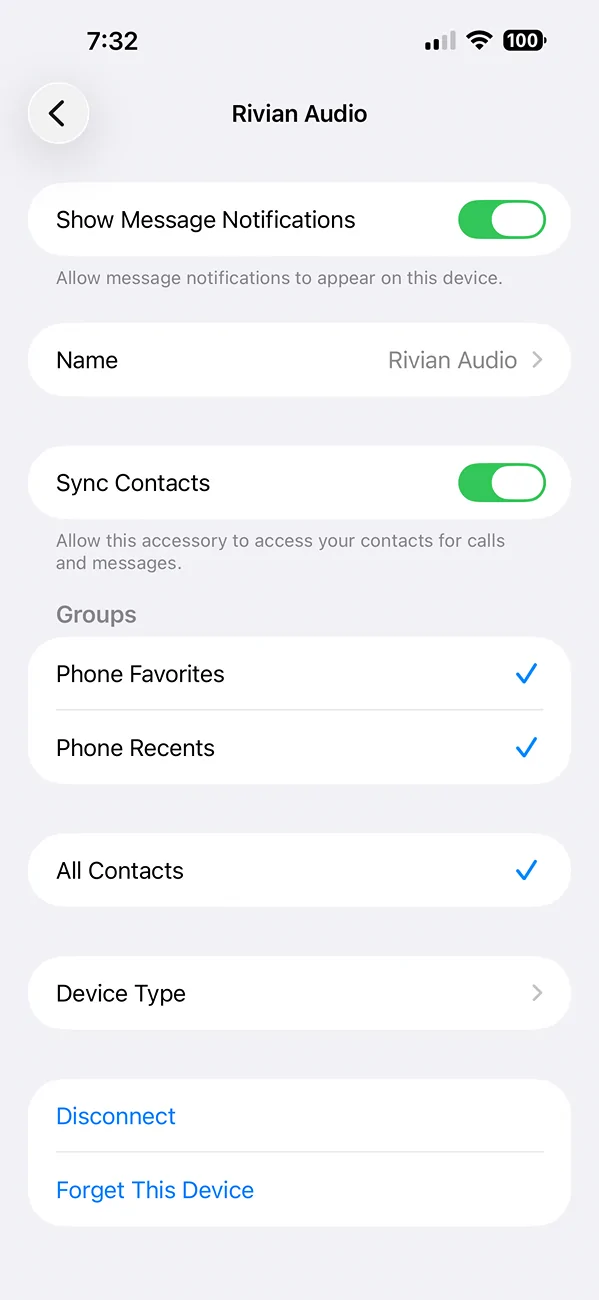 Rivian R1T R1S Apple iOS Text/Messaging Integration IMG_1935