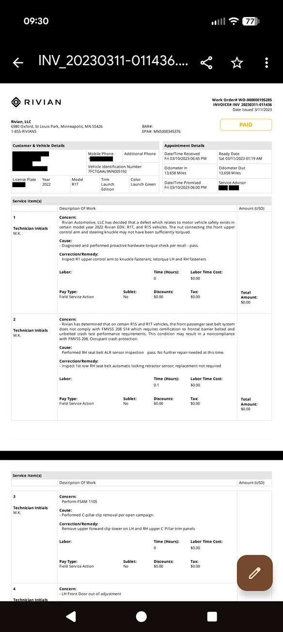 Rivian R1T R1S How to Get Service History & LE for R1S Quad Screenshot_20260718-093025