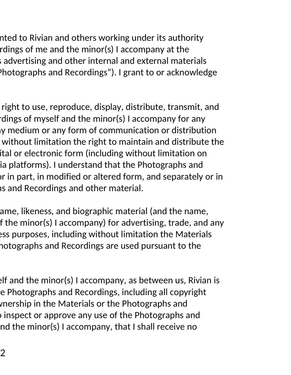 Rivian R1T R1S Media Release Included in R2 Demo Drive Liability Waiver IMG_5247