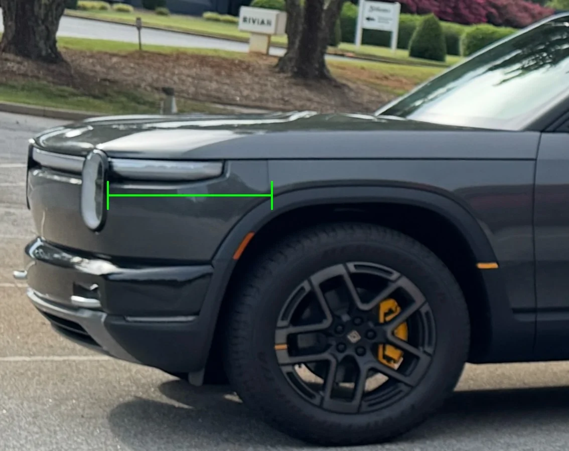 Rivian R1T R1S Need a couple measurements from a current R2 owner please r2-front-measurements