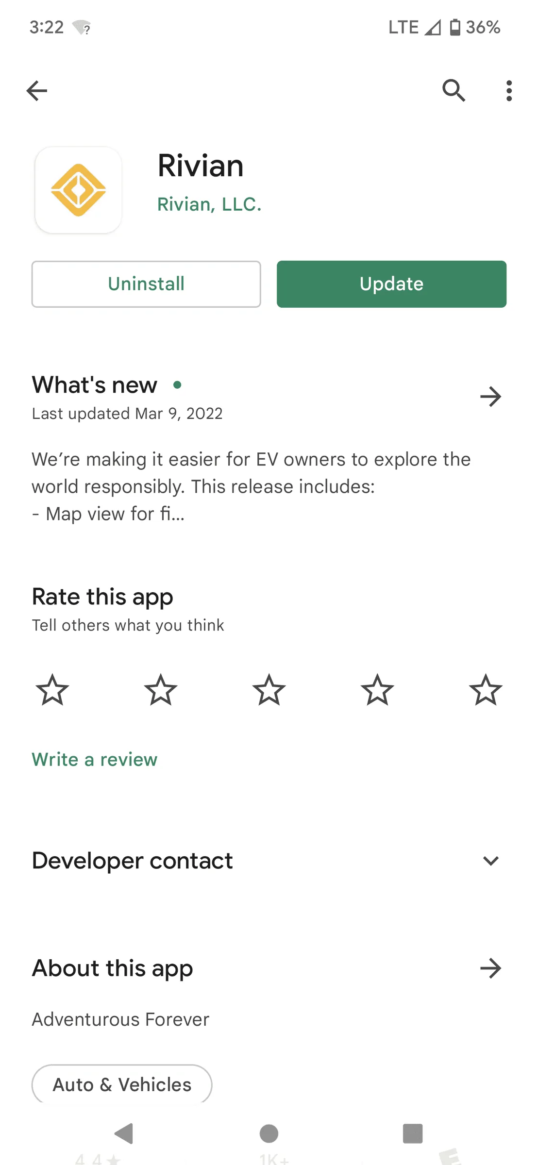 Rivian R1T R1S Rivian App Update 1.3.0 Screenshot_20220315-152231