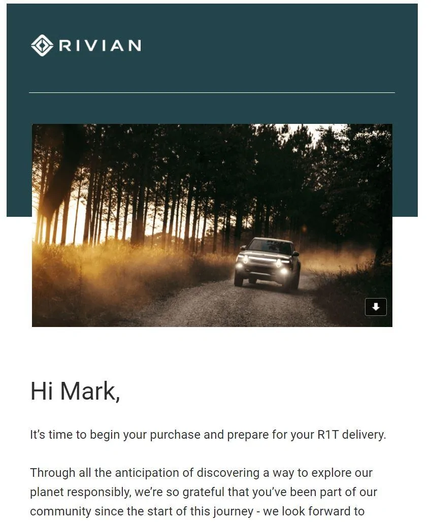 Rivian R1T R1S Any "March-April" delivery people contacted? Rivian Purchase Process Notification