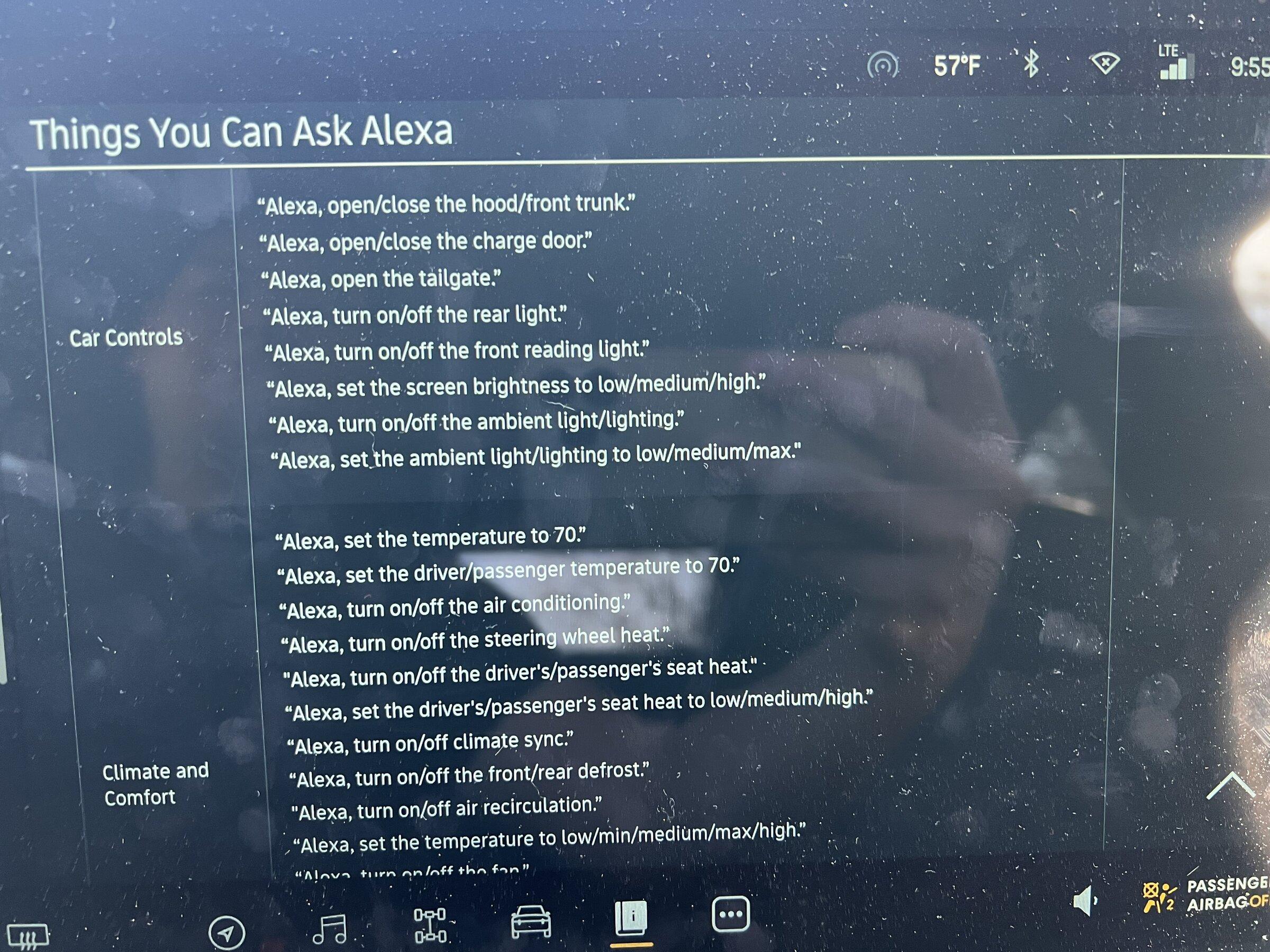 Rivian R1T R1S ALEXA Voice Commands - as of Software Version 2022.7 C6CD6034-C806-44F9-9D35-FCB770F01D9E