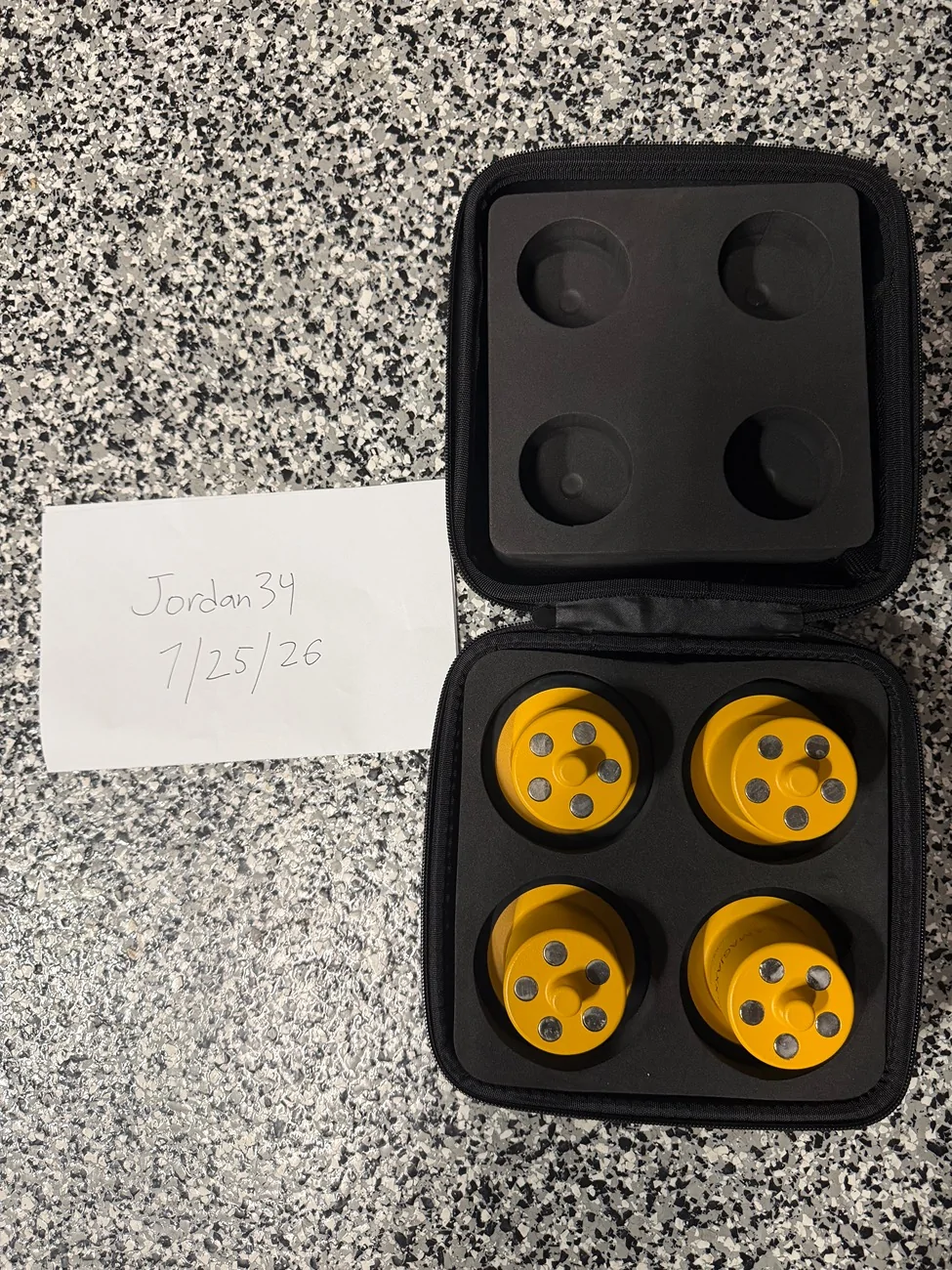 Rivian R1T R1S Jackpucks 4 pack, Yellow, Magnetic w/ Case IMG_4274