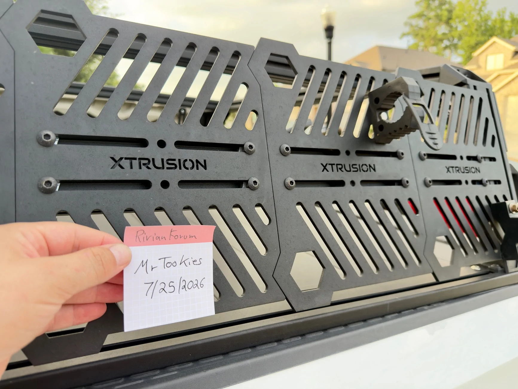 Rivian R1T R1S Rivian R1T Xtrusion Overland XTR1 14” Bed Rack + 5 MOLLE Panels + Slide-Out Kit IMG_4742