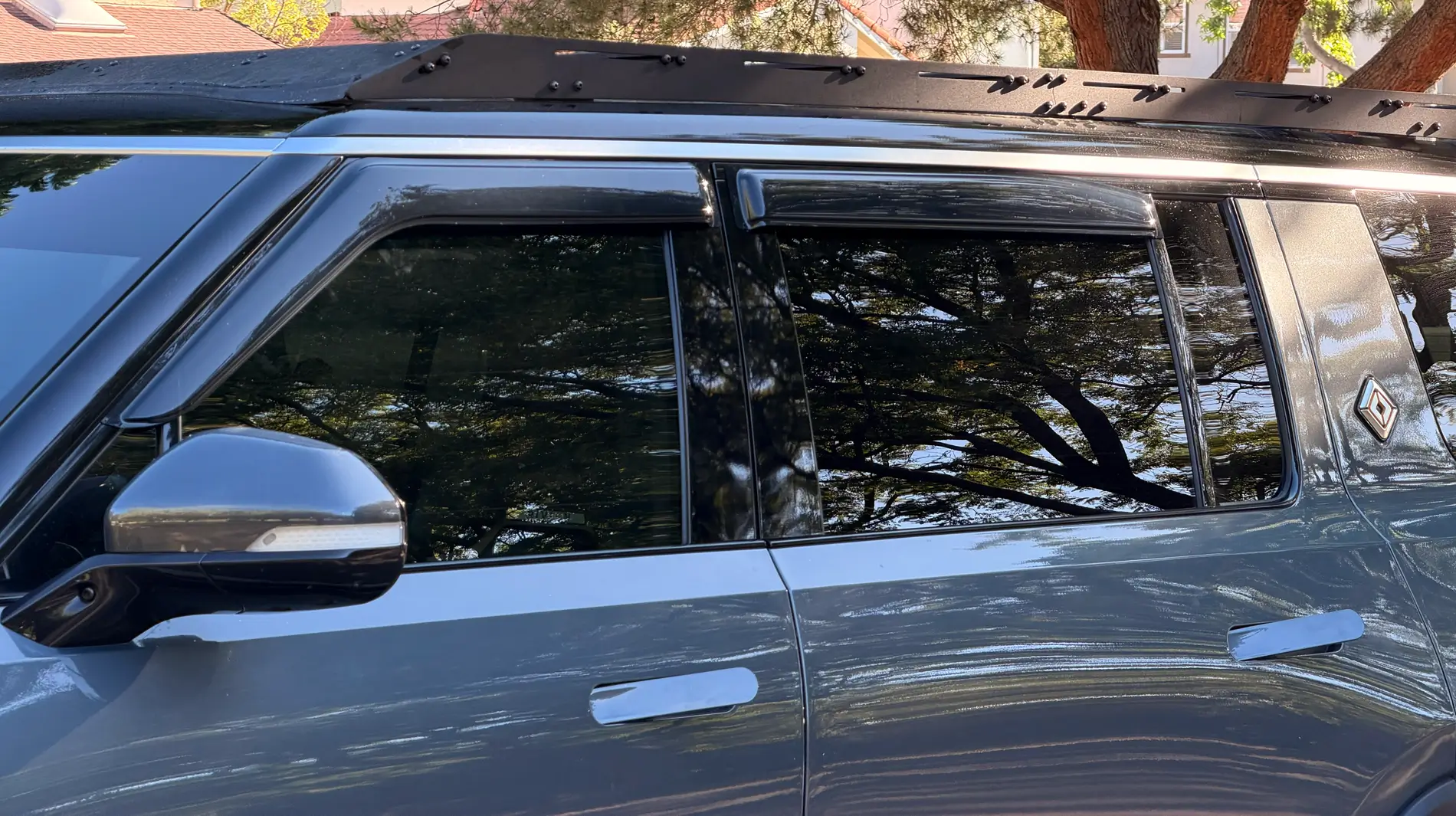 Rivian R1T R1S Installed R1T Window Visor on R1S tempImageaRhJNO