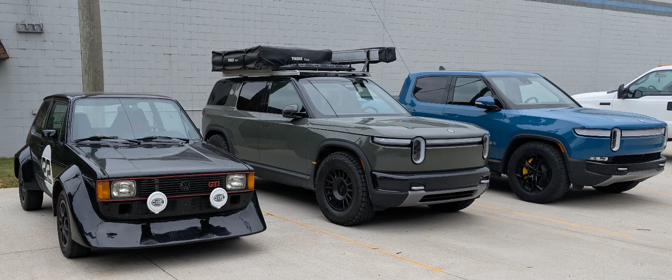 Rivian R1T R1S R2 vs 1980s Golf MK1 size comparison 1785260334185-p4