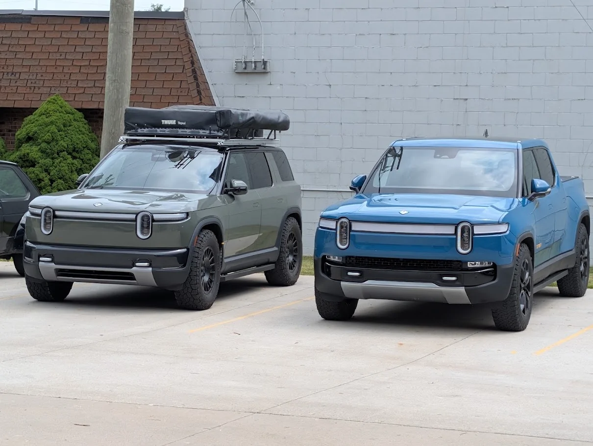 Rivian R1T R1S R2 vs 1980s Golf MK1 size comparison 1785269393980-yf