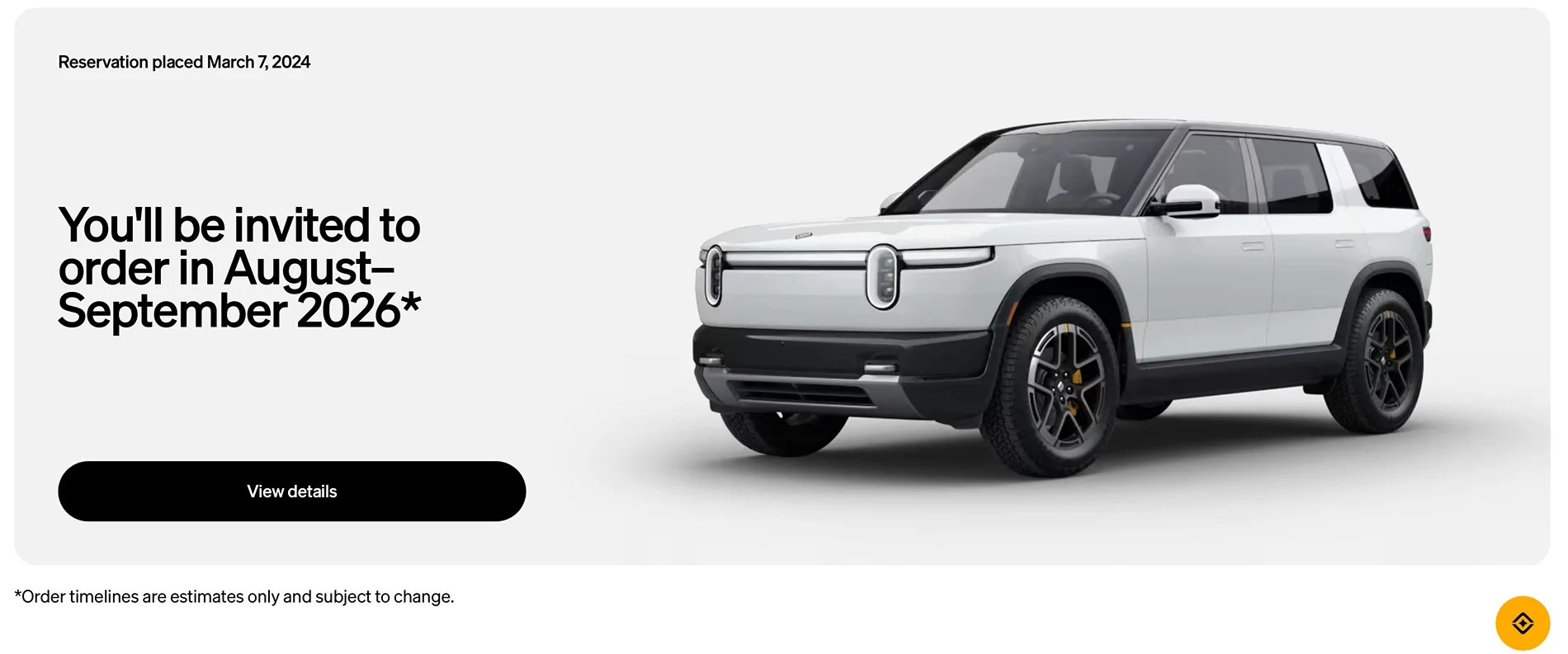 Rivian R1T R1S Update on R2 order invitation timing now in account Screenshot 2026-07-28 at 4.49.52 PM