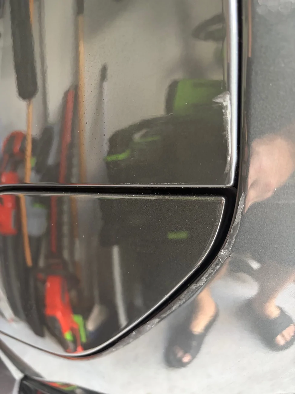 Rivian R1T R1S Medium Scratch on Charge Port...Buffable? Yay or Nay. IMG_0647
