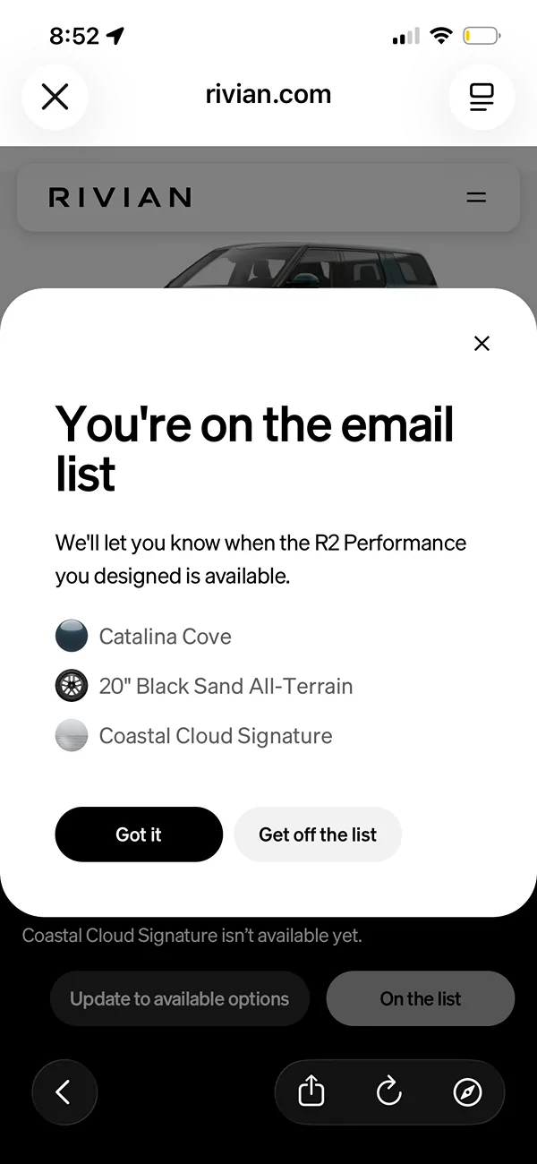 Rivian R1T R1S Coastal Cloud Interior available in August? IMG_4833