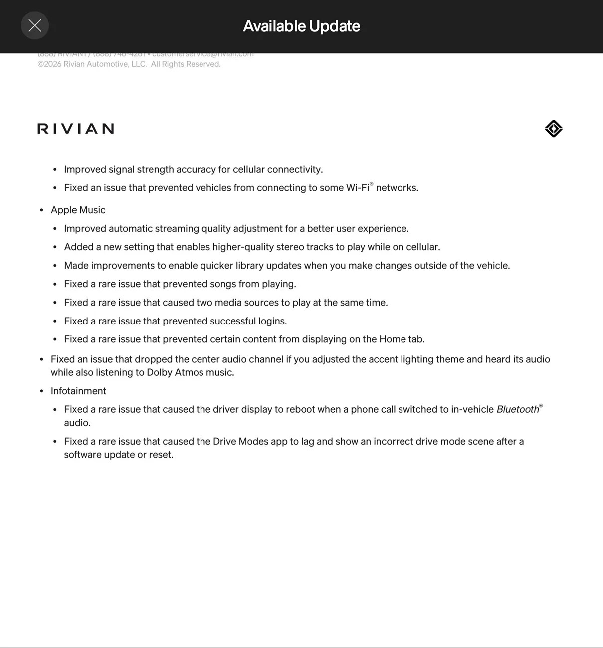 Rivian R1T R1S 2026.23.0 Update Pushed to R1 Screenshot_20260806_224957_Rivian