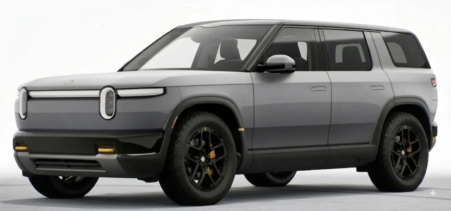 Rivian R1T R1S Yellow paint accents to Launch Green R2 EskerYellowBlack