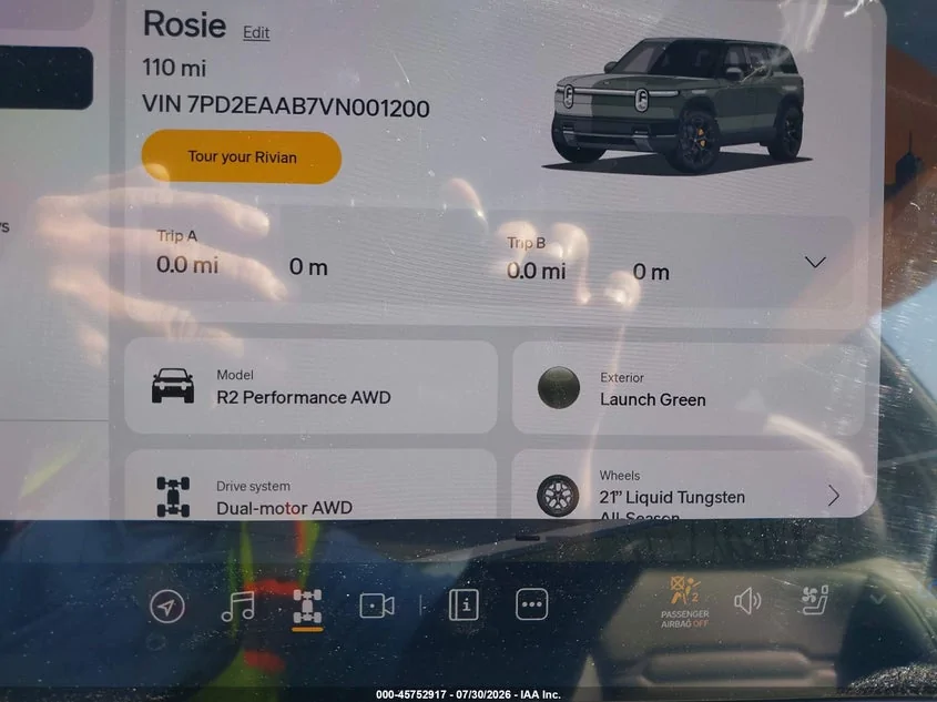 Rivian R1T R1S First Crashed R2 totaled with only 110 miles (VIN 1200) first crashed rivian r2 4