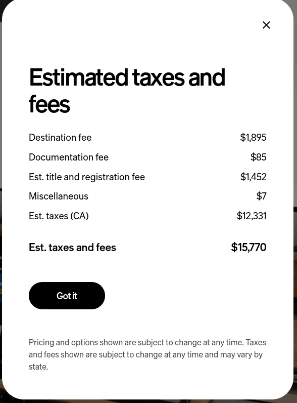 Rivian R1T R1S Base Pricing discrepancy on R1T order fees