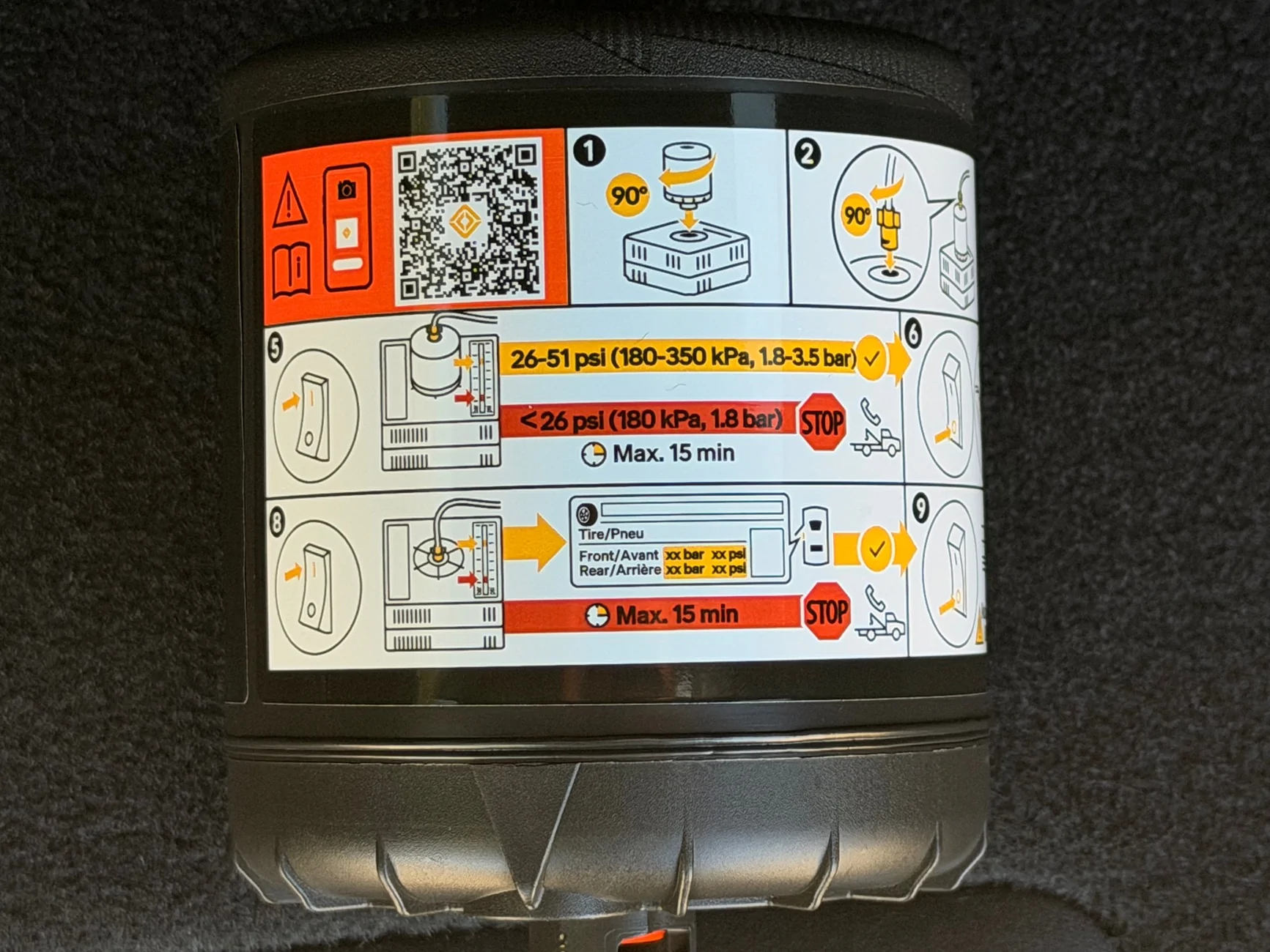 Rivian R1T R1S Tire Mobility Kit (R2) - closer look photos IMG_0364