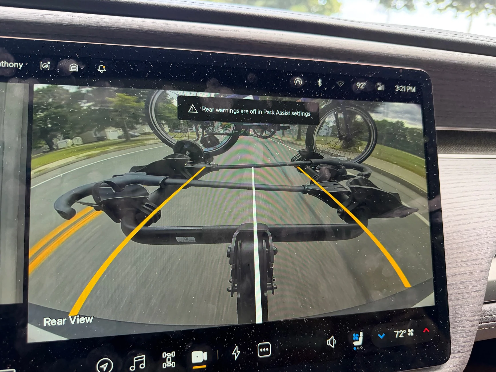 Rivian R1T R1S Autonomy Bug with Bike Rack post update IMG_1697