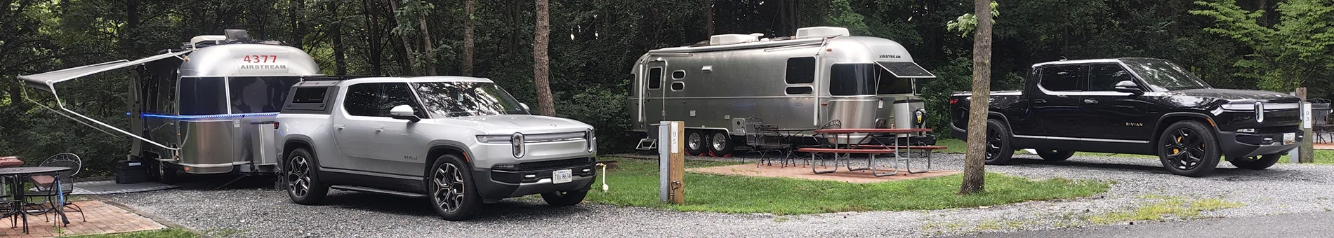 Rivian R1T R1S R1T + Airstream Camping Twins!! camping rivian twins