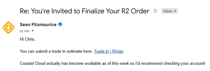 Rivian R1T R1S COASTAL CLOUD + CATALINA COVE ORDERED... 1787326363007-is